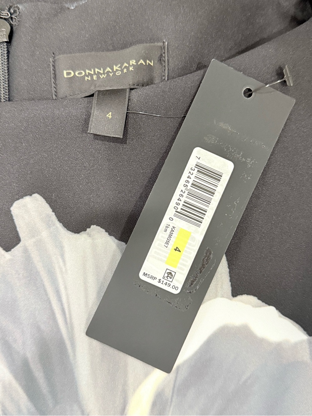Donna Karan New York SZ 4 Black/Gray Floral Boat Neck Sheath Dress NWT $149 - Picture 12 of 16